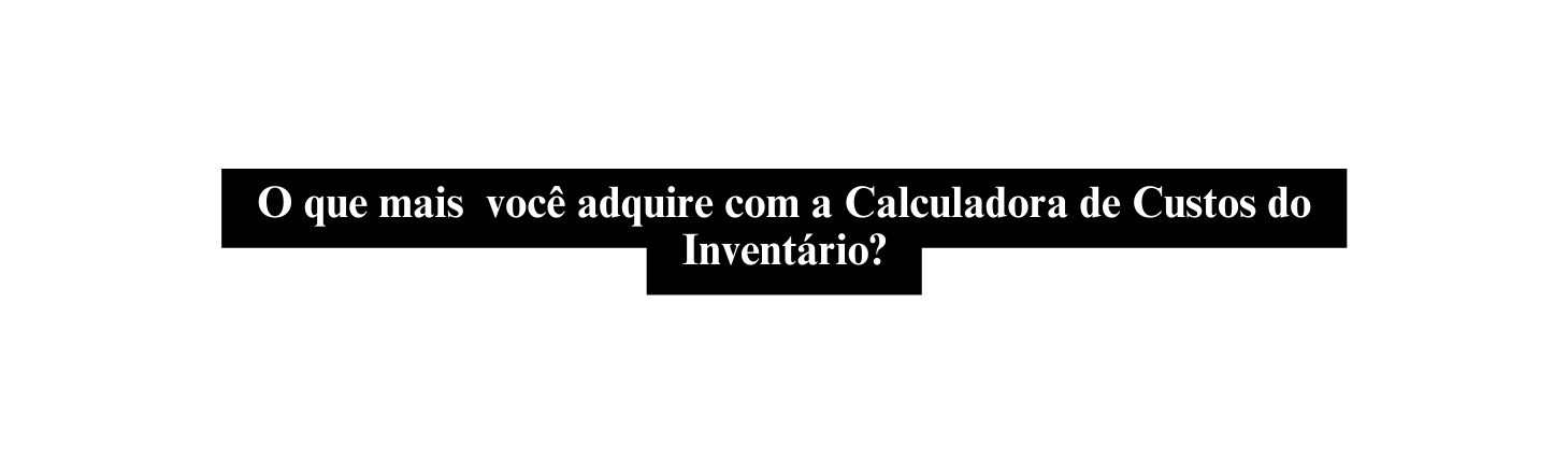 O que mais você adquire com a Calculadora de Custos do Inventário